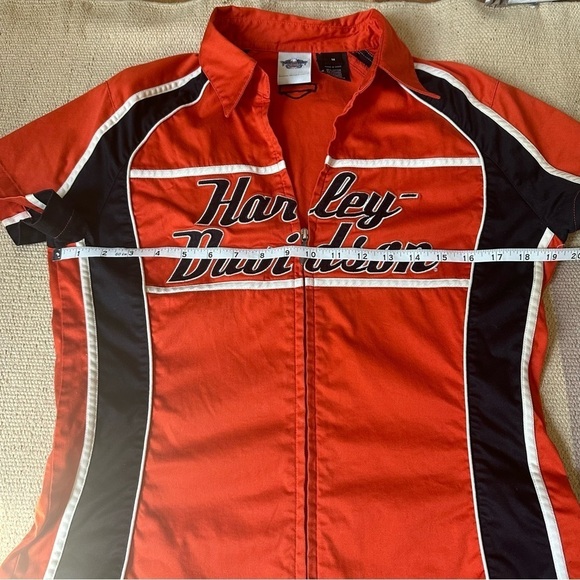 HARLEY DAVIDSON ZIP  FRONT ORANGE BLOUSE - M - Picture 13 of 13